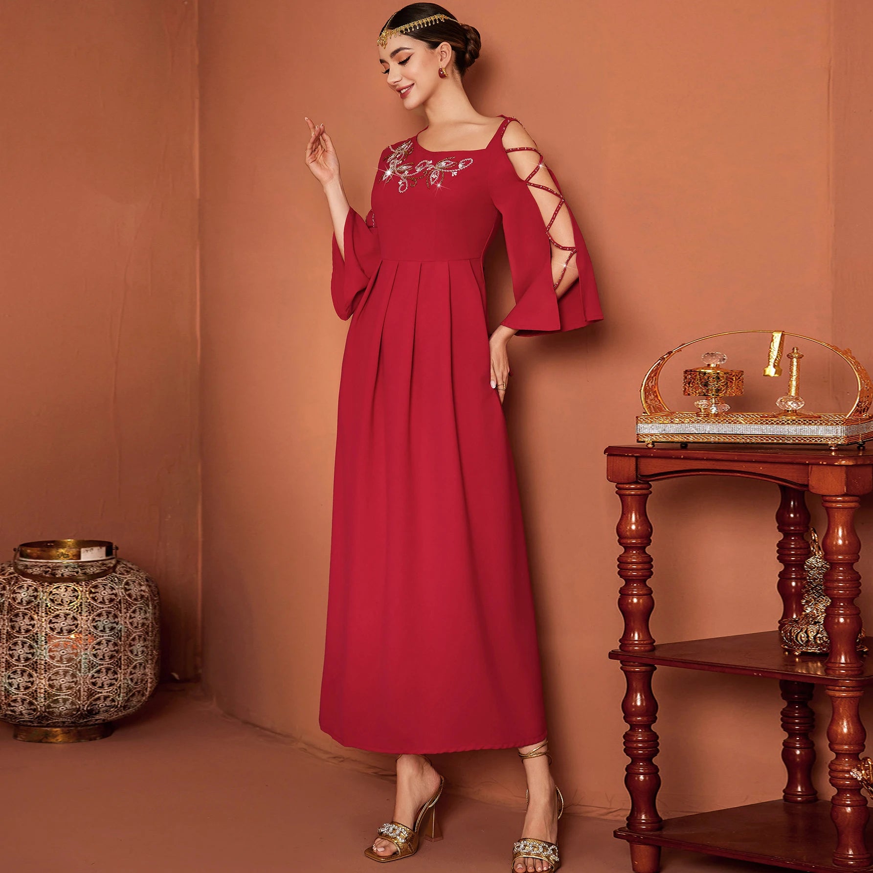 New Design Party Wear Islamic Clothing Abaya Dubai Evening Women Dress Turkey Dresses Robe Muslim Ethnic Caftan