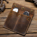 YUNSE Low MOQ Folding Waterproof Waxed Genuine Leather Travel Watch Roll up Pouch Organizer with 2 Slot Pockets