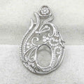Sterling Silver 10*14mm Semi Mount Pendant Empty Frame Blank Support Setting S925 Base Holder Without Center Stone for DIY Inlay
