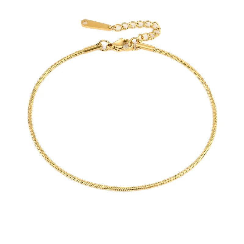 Fashion Non Tarnish 18k Gold Plated Stainless Steel Snake Chain Anklets  Cute Charm Bracelet for Party Men and Women