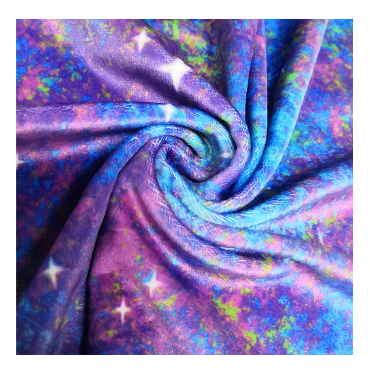 Super Soft Touch Starry Sky Dizzy Pattern Silk Stretch Velvet Printed Fabric for Clothes
