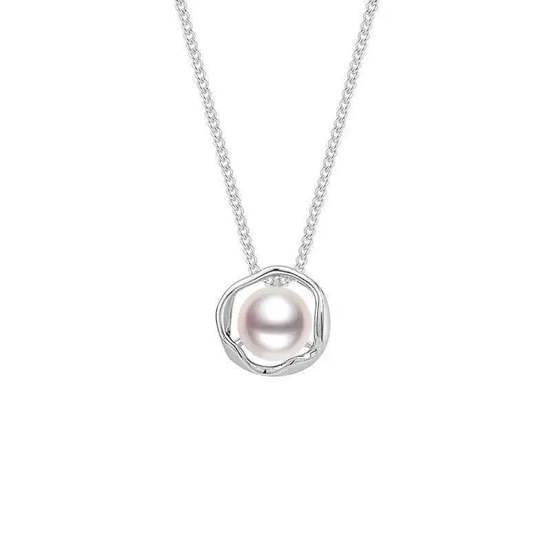 Elegant Jewelry Irregular Geometric 925 Sterling Silver Pearl Necklace Baroque Natural Pearl Pendant Necklace