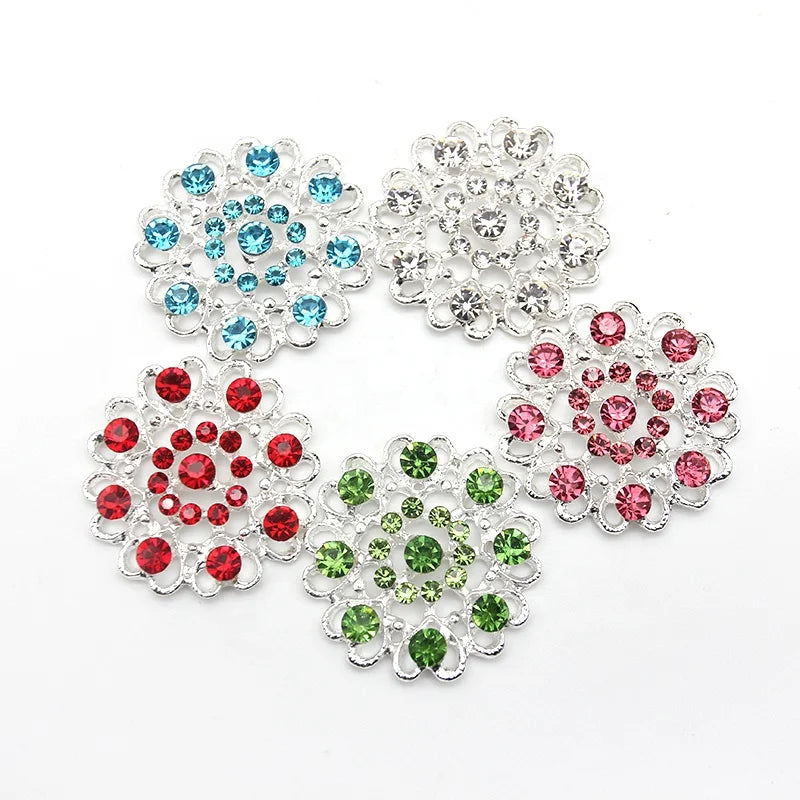 Wholesale Silver Plated Zinc Alloy Rhinestone Flower Children's Wedding Engagement Gift Party Fashion Jewelry Brooch Pins