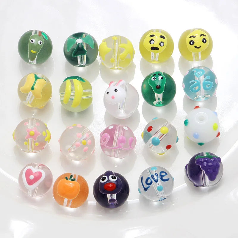 2025 Crystal  Factory Wholesale Colorful Cute Oil Dripping Glass Beads DIY Earrings Bracelet Pendant Accessories Round Beads
