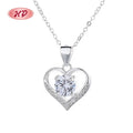 New Style Factory Wholesale Elegant Ladies Love Heart Cubic Zirconia Silver Custom Pendant Necklaces for Women