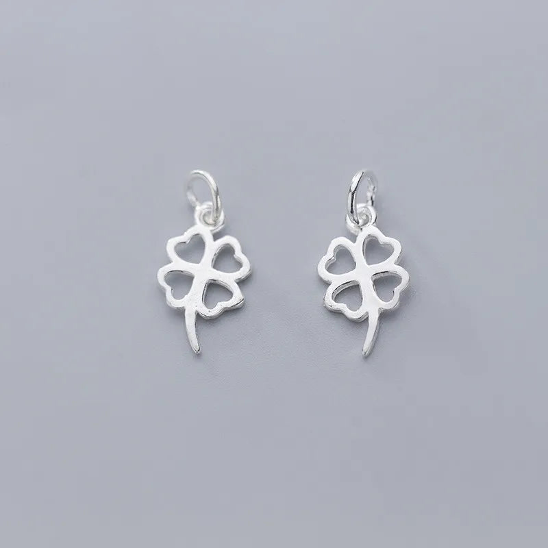 Hot Sale 925 Sterling Silver Hollow Four Leaf Clover Charm for Necklace Making Pendant