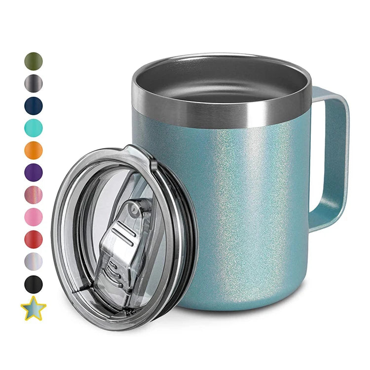 [JT-M12A]Personalised 12oz Double Walled Stainless Steel Wholesale Custom Mugs Thermal Coffee Mug With Lid Handle