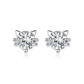 Sterling silver cute kitten platinum plated cute cat zircon fashion earrings