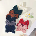 Wholesale Velvet Fabric Hair Bow With Clips for Girls Rhinestones Shining Hair Bows for Girl Accessories