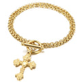 18k Gold Dainty Rolo Chain Bracelet Religious Prayer Jewelry Gift for Men Women Girls Cross Charm Stainless Steel Bracelet