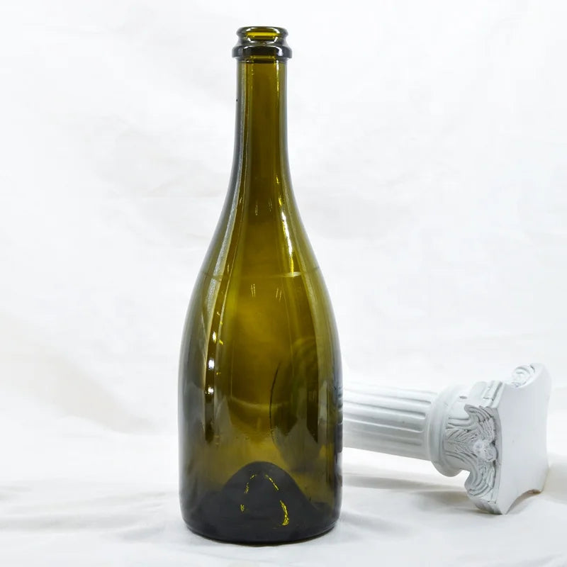 750ml Green and Clear Empty Burgundy Wine Glass Bottle