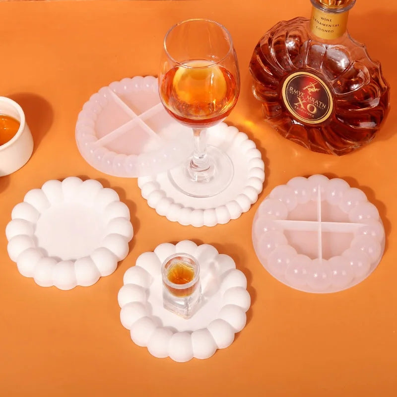 DM494 New Round Bubble Design Epoxy Resin Art Storage Tray Molds DIY Coaster Silicone Mold for Home Party Table Decoration
