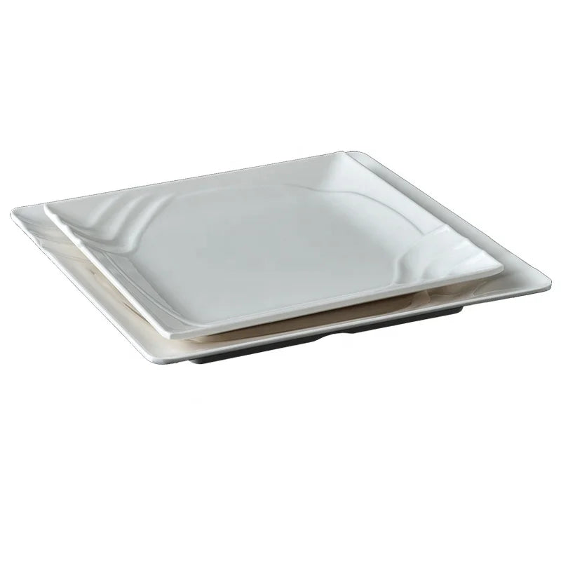 Unbreakable Restaurant Dinnerware Heat Resistant 8.5 Inch White Square Melamine Serving Plate