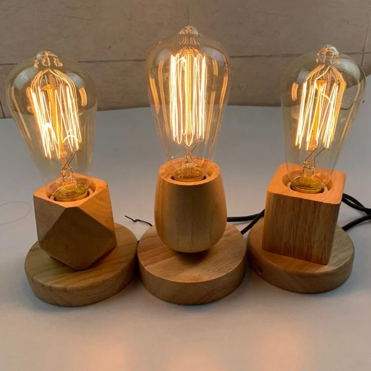 Modern Wood Table Lamp Diy Light Fixture Parts Natural Wooden Ceiling Rose Dimmable Desk Lamp