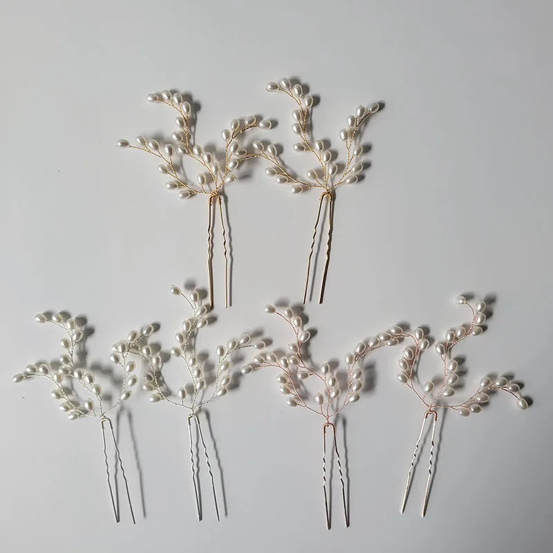 SLBRIDAL Handmade Crystal Rhinestones Pearls Alloy Bridal Hair Pin Clip Wedding Hair Sticker Women Jewelry Hair Accessories