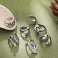 Non Tarnish Stainless Steel Irregular Geometric Rings Minimalist Smooth Wide Chunky Opening Ring Statement Jewelry for Women
