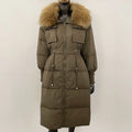 OFTBUY Winter Jacket for Women Long White Duck Coat Natural Raccoon Fox Fur Collar Elastic Thick Warm Casual Outerwear Windproof