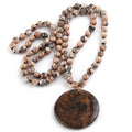 Women Jewelry  Bohemia Necklace African Turquoise Natural Stone Crystal Glass Brown Round Pendant Necklace Western Jewelry