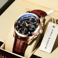 POEDAGR 806P Original Manufacture Luxury Brand Chronograph Waterproof Reloj Para Hombre Leather Bands Wrist Quartz Men Watch