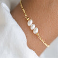 G4044 Wholesale 925 Sterling Silver 3 Freshwater Pearl Charm Chain Bracelet Fashion Simple Temperament Jewelry for Women
