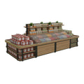 Customizable Double-Sided Light Duty Supermarket Bulk Dry Goods Racks Shelves with Steel-Wood Combination