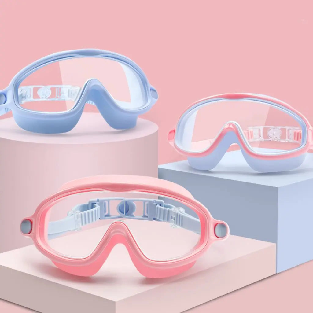 Swimming Glasses Wide View Frame Eyewear Anti Scratch Colorful Anti UV Mirrored Swimming Goggles for Kids 3-15