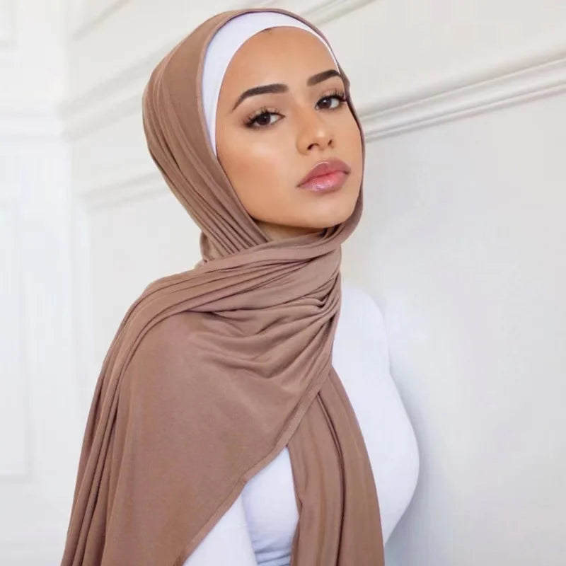 Wholesale 70*170cm Premium Jersey Bamboo Modal Cotton Jersey Scarf Hijab Headscarfs for Muslim Women Wrap Shawl