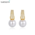LUOTEEMI Luxury Design Jewellery Earing Fashion Jewelry Cubic Zirconia Woman Zircon Designer Pearl Earrings