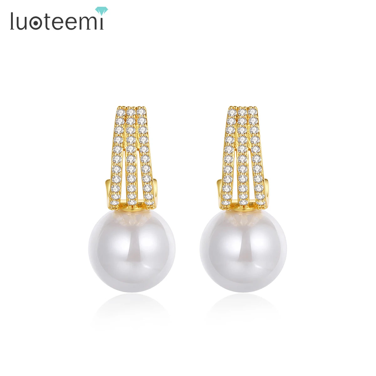 LUOTEEMI Luxury Design Jewellery Earing Fashion Jewelry Cubic Zirconia Woman Zircon Designer Pearl Earrings