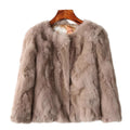 Women's Retro Stylish Cross Long Faux Mink Jacket Woven Winter Overcoat Shearing Processing Fashionable Print Trench Short