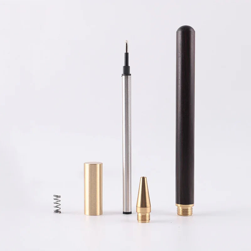 Staff Welfare Gifts Personalized Logo Engrave Quality Antique Desk Top Signature Pen Natural Wooden Brass Roller Ball Ink Pen MegaBDM
