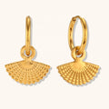 Dingran High Quality Bohemia Fan Shape Earring Stainless Steel Hypoallergenic Gold Plated Jewelry Earrings