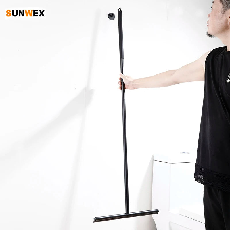 Luxury Matt Black Shower Squeegee Aluminum Handle with Silicone Blade Floor Wiper Glass Cleaning Tools for Window Use