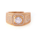 Simple Design 925 Silver Ring With 1carat D Color Moissanite Plated 18K Yellow Gold Ring for Men