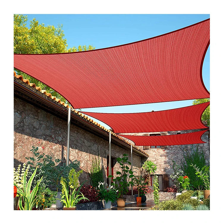 Outdoor Awning Canopy Balcony Patio Red Color Wholesale Shade Cloth Waterproof Polyester Sun Shade Sail Fabric 3x5m/10x16ft