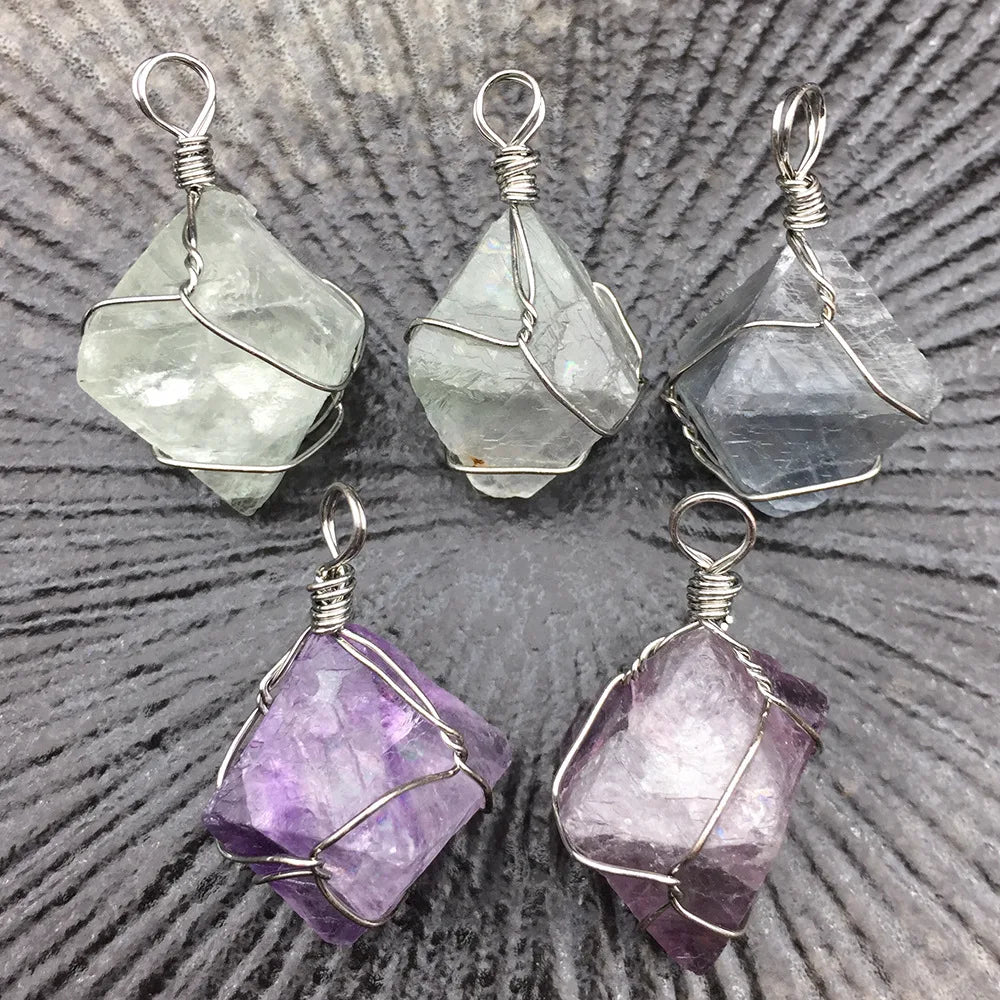 HY Natural Crystal Stones 7 Chakra Organ Energy Jewelry Resin Pendant Necklace