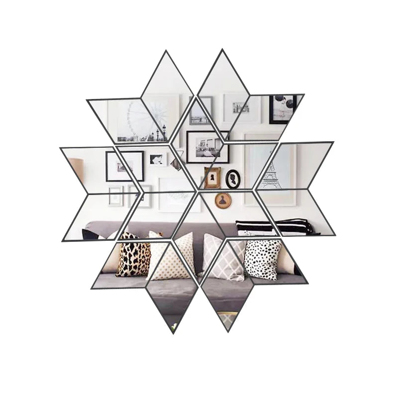 Modern DIY Home Decor Wall Decor Acrylic Mirror Wall Sheet Tiles Plastic Mirror Stickers Set for Home Decorative