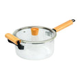 Japanese High Borosilicate Clear Glass Pot Eco-Friendly Small Wooden Base Easy Clean Cookware Set for Cooking Soup Gruel Stew