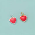 10mm New 925 Sterling Silver Enamel Flat Red Heart Shaped Pendant Charm for Jewelry Making