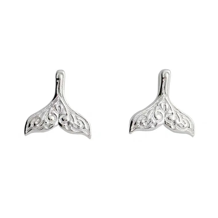 925 Sterling Silver Fishtail Stud Earrings for Women Elegant Wedding Jewelry Pendientes Mujer Moda 2022 Brincos