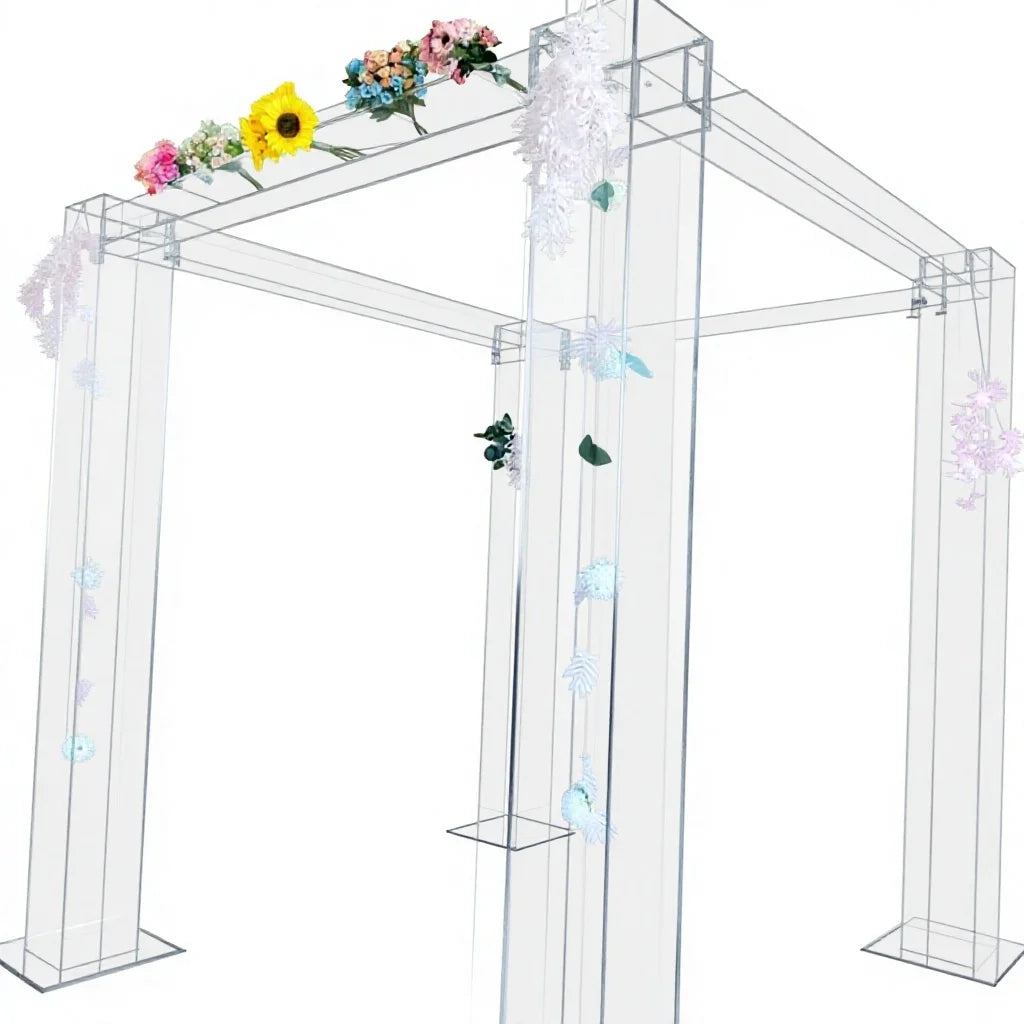 Transparent Clear Acrylic Chuppah & Wedding Canopy Arch Mandap Wedding Structure Gazeebo for Hotel/Restaurant Use-fyty Brand MegaBDM