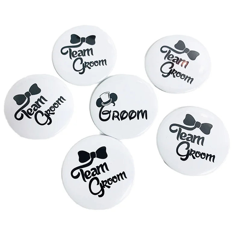 2025 Bridal Shower Accessory Set Lovely Cartoon Groom Team & Bride Badges for Bachelorette Party for Valentine's Day X0055