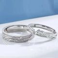 Romantic Silver Plated Anemone and Fish Couple Ring For Wedding Jewelry Shiny Ring Valentine's Day Gift Open Adjustable Ring