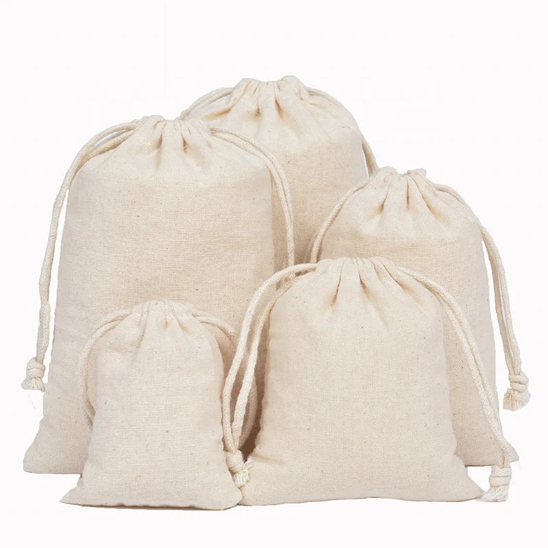 Custom Cotton Drawstring Pouch Bags Reusable Eco Friendly Blank Small Organic Cotton Drawstring Bag With Logo