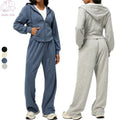 Women's Autumn and Winter Sportswear Set Wholesale Causal Zipper Jacket Elastic Waist Pants With Pocket Sustainable Feature