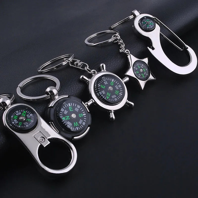 Men's Multi-functional Compass Waist Hanging Bottle Opener Key Chain Creative Practical Dog Design Key Rings