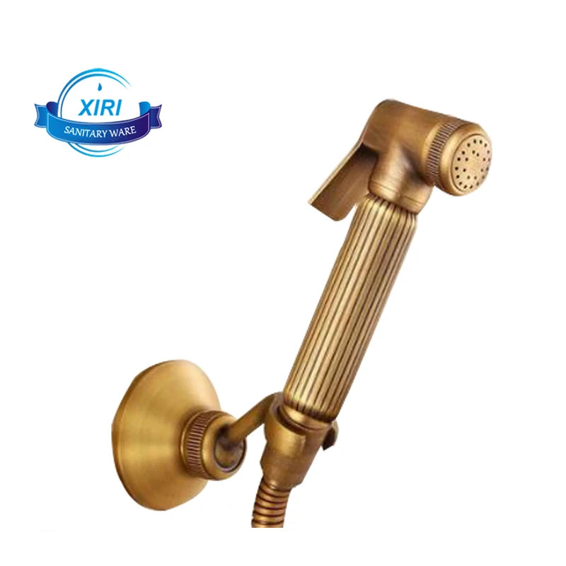 Classic Antique Brass Bidet Set Hand Sprayer Portable Toilet Shower Bidet with Brass Bracket Holder Durable Hose