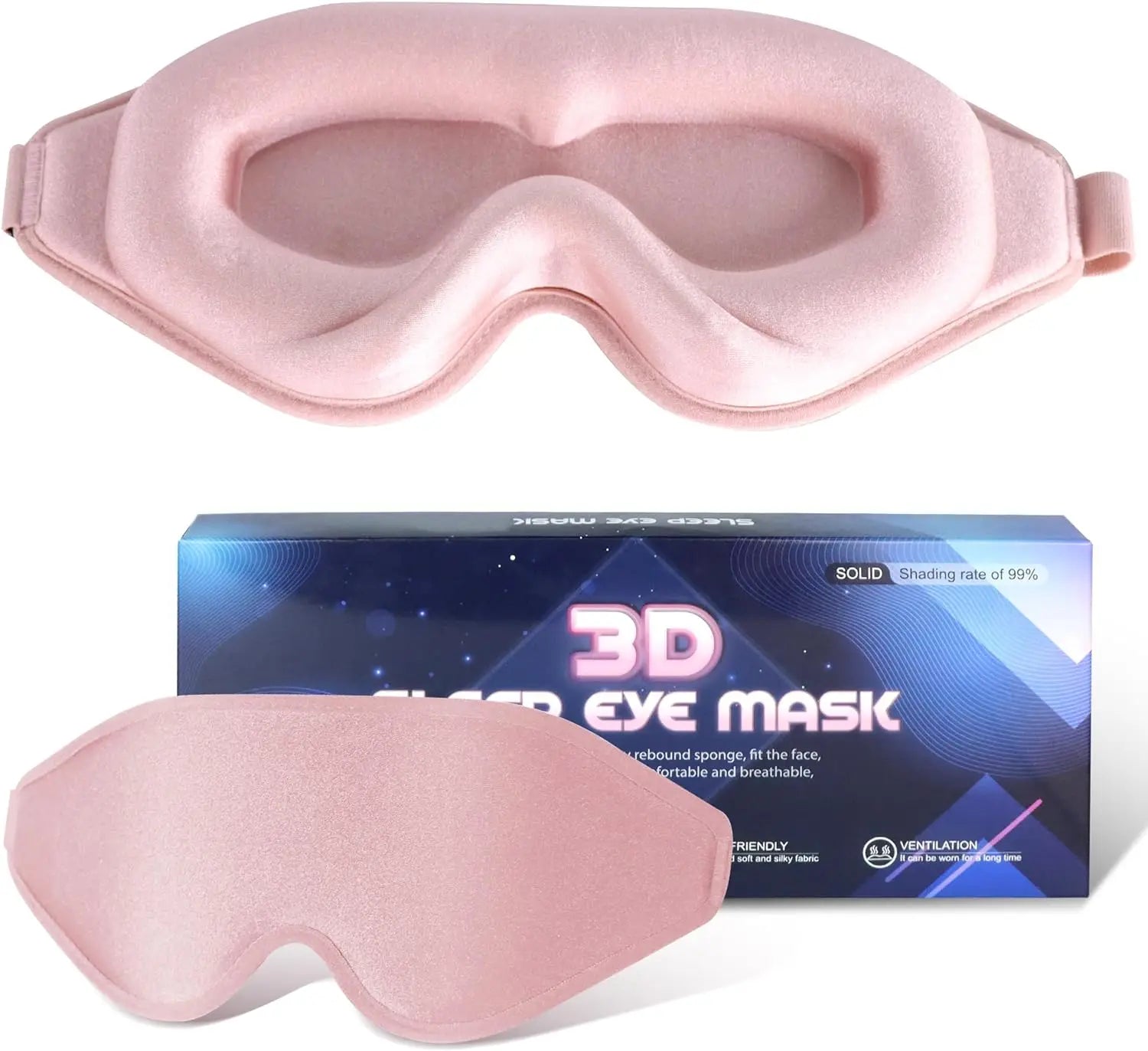 3D Sleep Eye Mask for Sleeping 100% Light Blocking Eye Covers with Adjustable Strap Night Blindfold for Women Memory Foam