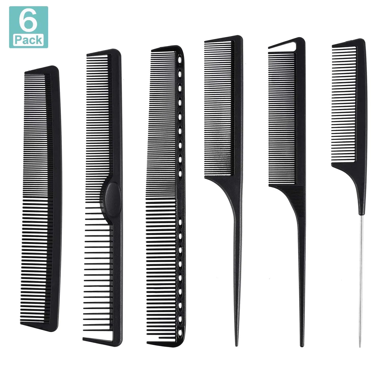 Metal Heat Resistant ABS Personalized Comb Black Private Label Custom Comb Set Logo Rat Tail Parting Carbon Fiber Salon Combs