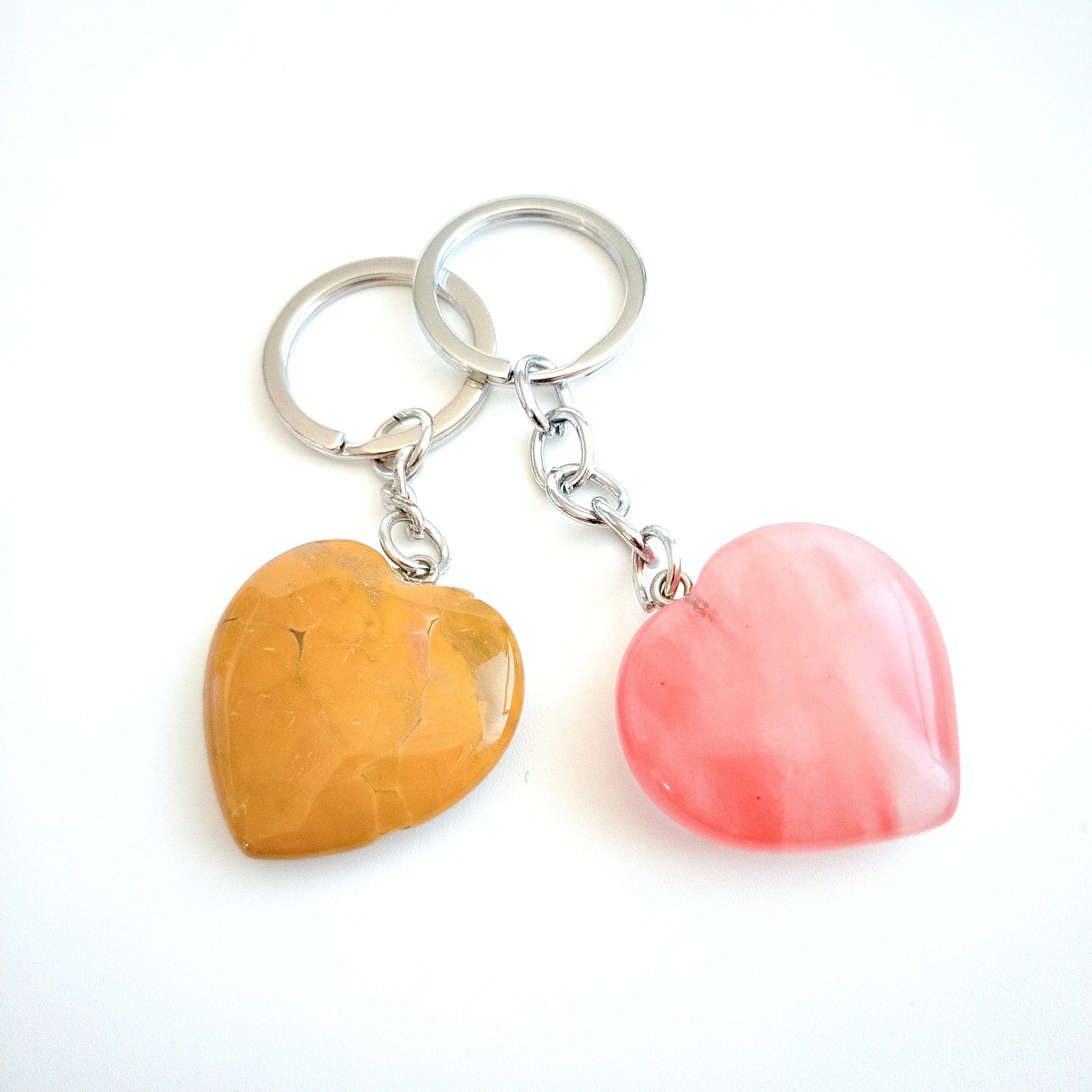 Diy Popular souvenir Crystal pendant key chain necklace Watermelon Quartz heart raw stone key chain souvenirs gift